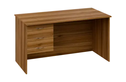 CPL 28 - 14Z13 stůl kancelářský, 3-zásuvkový, levý, dřevěná podnož, deska 25 mm, široký 1400 mm, ořech světlý